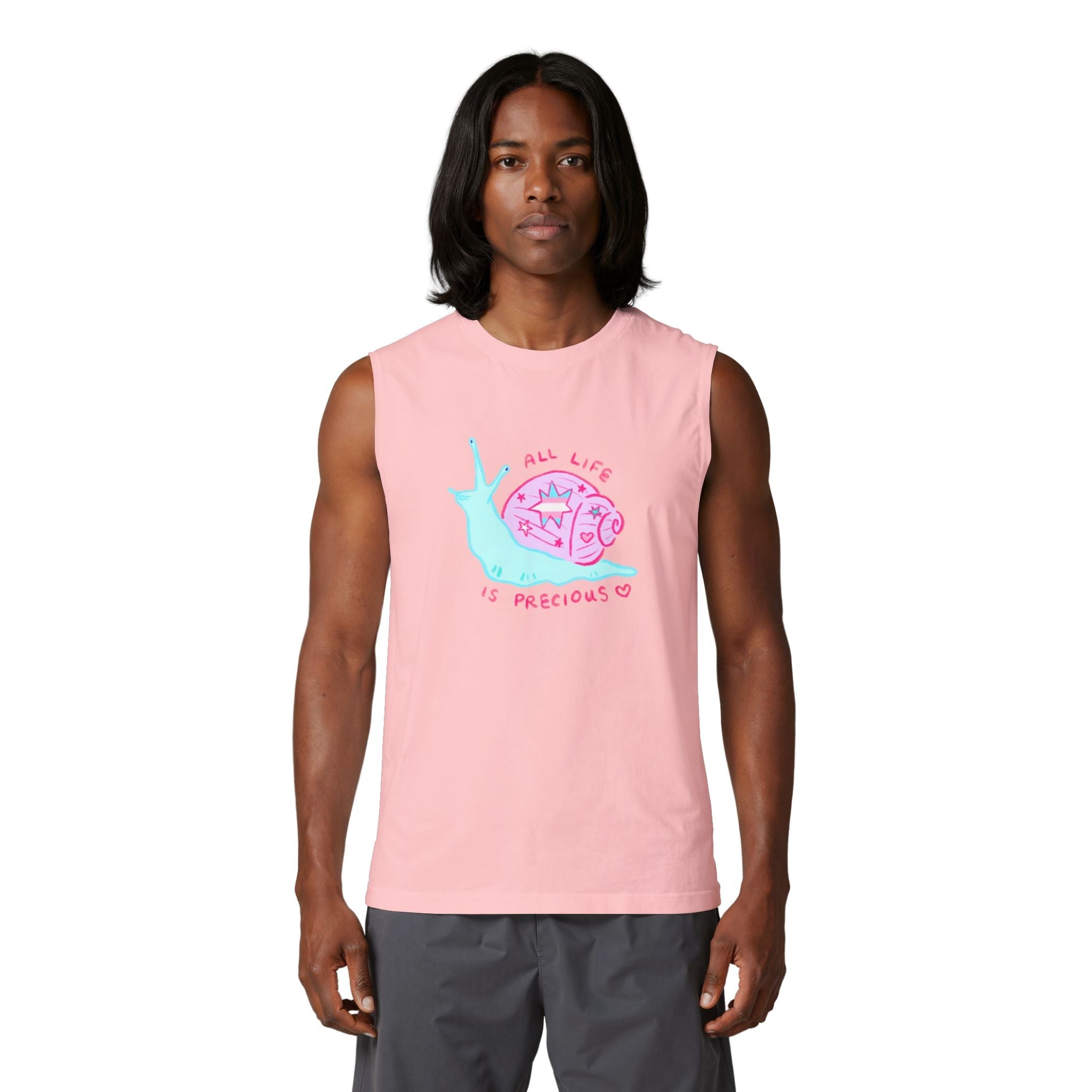 "All Life is Precious" Trans Snail Muscle Tank