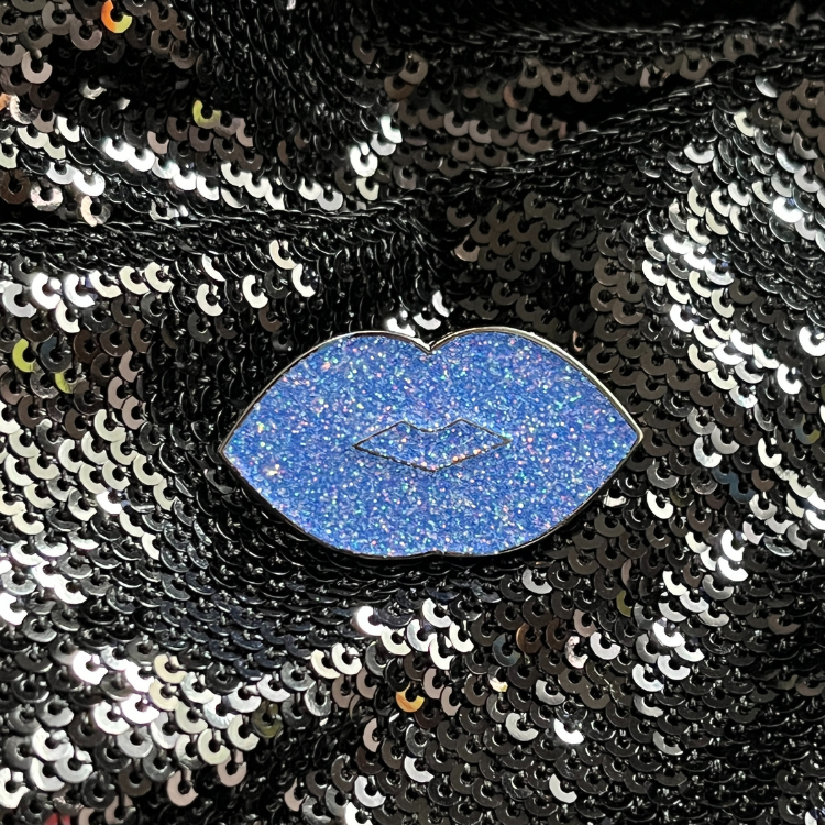 Blue Glitter Lips Pin