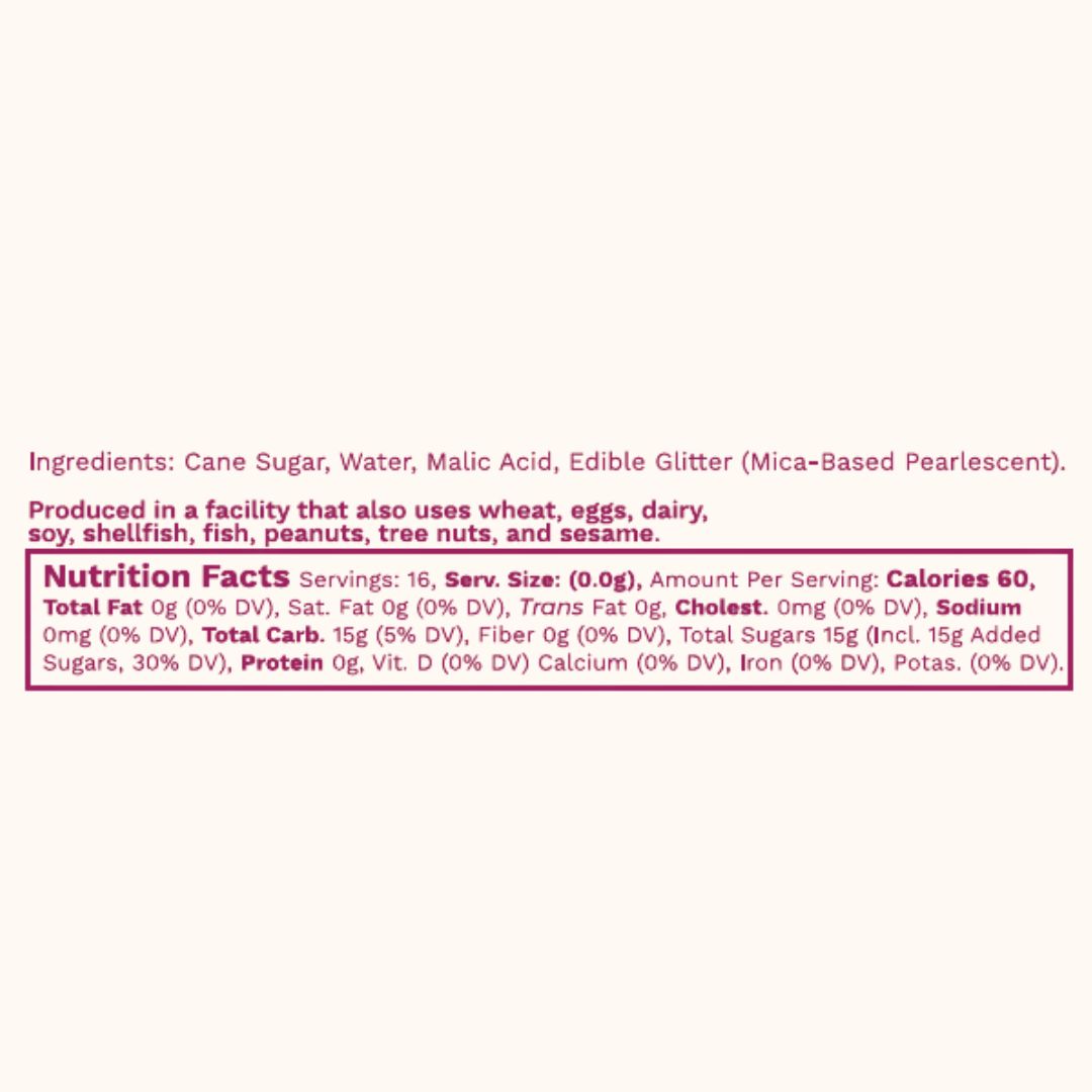 Glitter Simple Syrup for Cocktail, Mocktails, Coffee, Tea & More, 16 fl oz