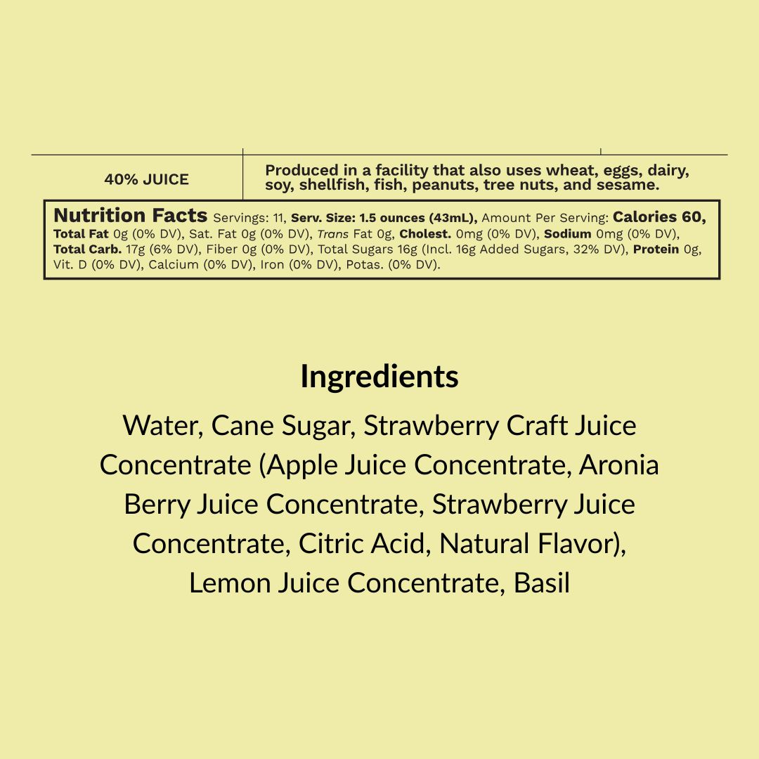 Strawberry & Basil Cocktail & Mocktail Mixer, 16 fl oz