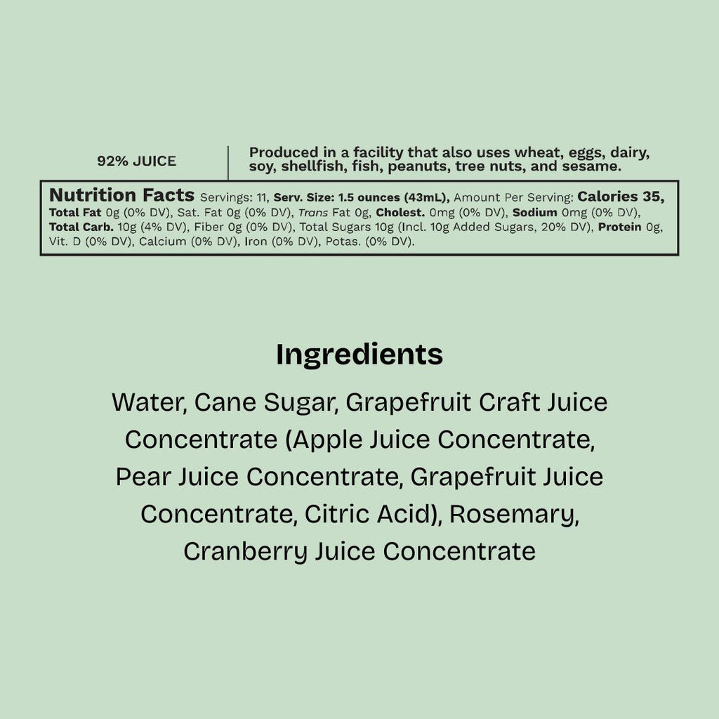 Grapefruit & Rosemary Cocktail & Mocktail Mixer, 16 fl oz