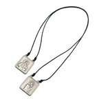 Male Scapular with Cord in Pendant Black or Silver - Men's Necklace - Male Jewelry