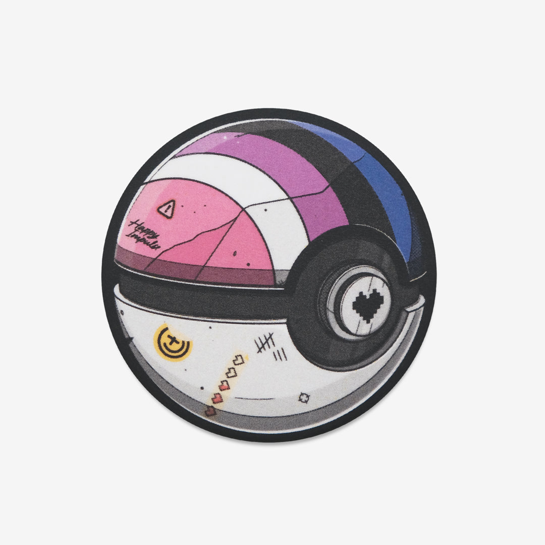 Genderfluid Pokeball Button