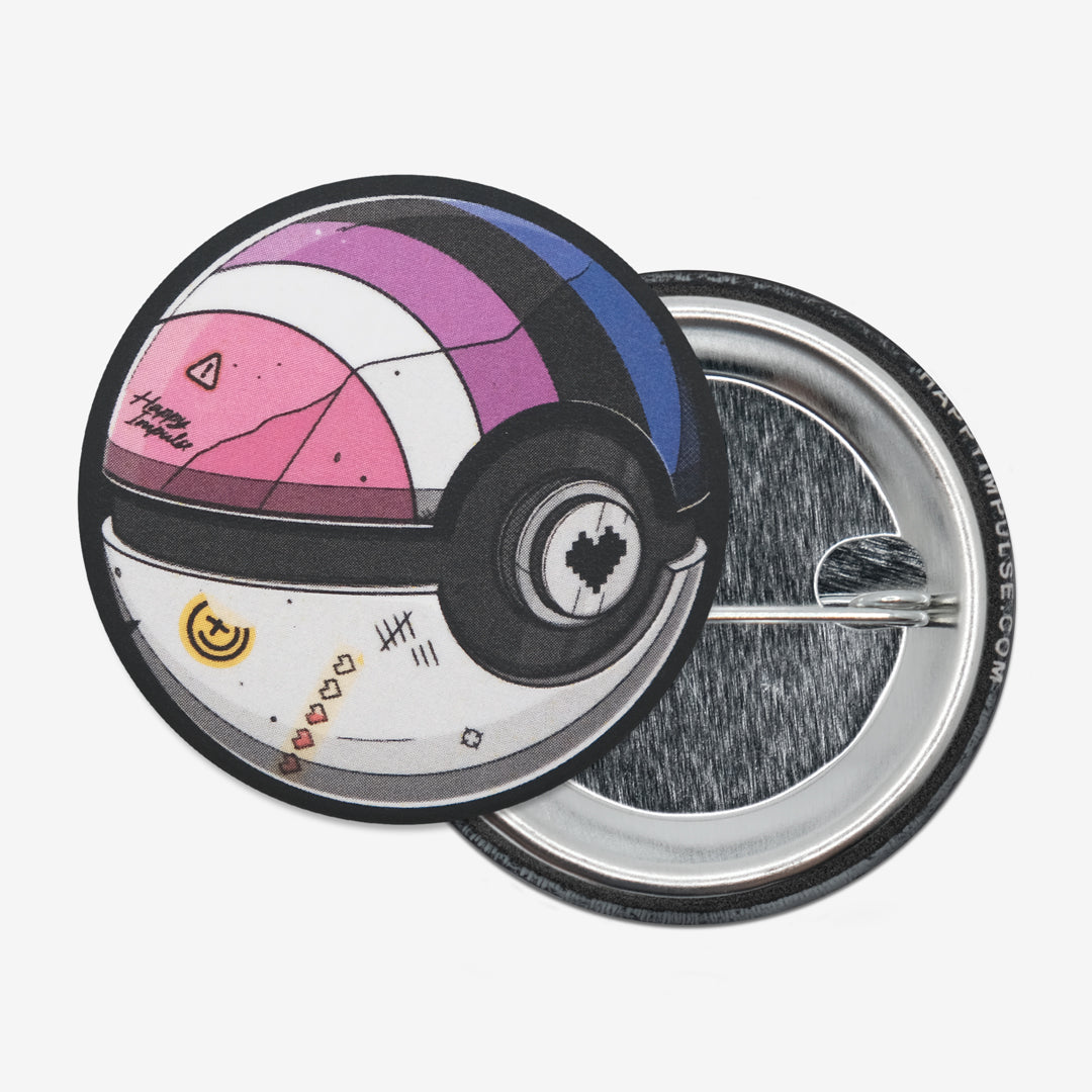 Genderfluid Pokeball Button