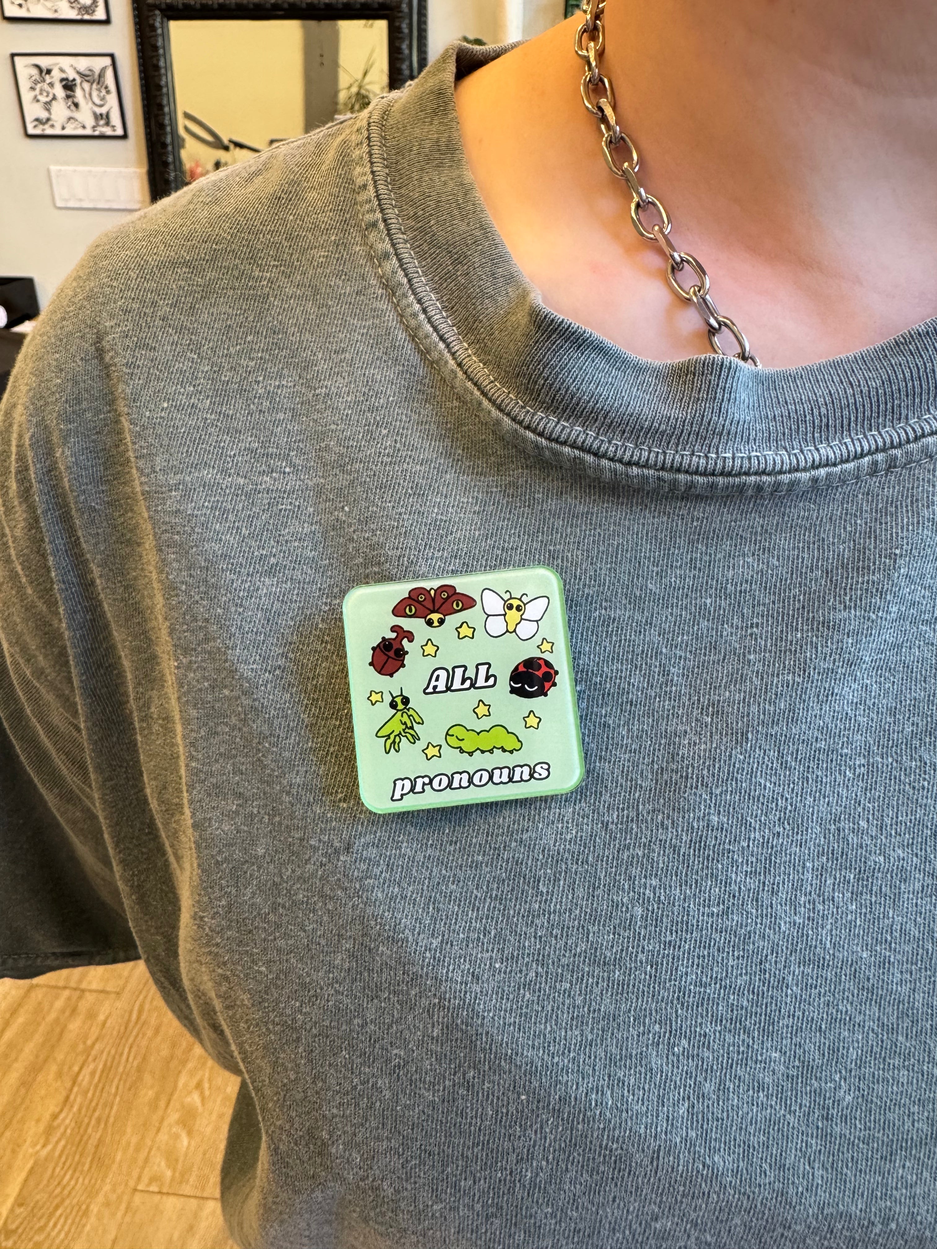 Bug Acrylic Pronoun Pins