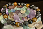 Men's Energy Bracelet – Tiger Eye, Black Onyx & Lava Rock with Black Metal Spacers (Fits Large Wrists)