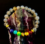 Dragon Vein Agate 7-Chakra Balance Bracelet – Protection, Strength & Energy Flow