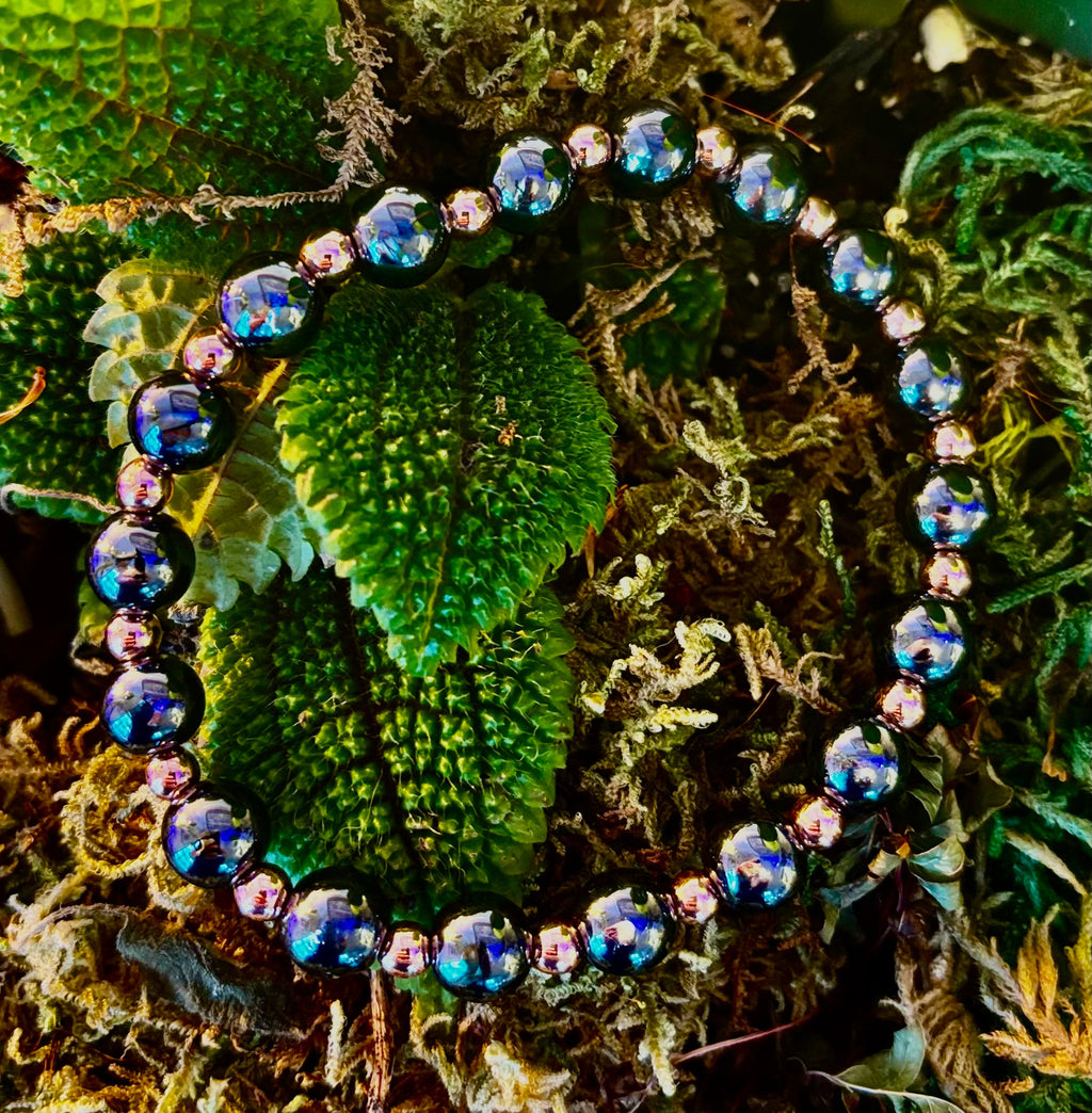 Men’s Copper & Hematite Bracelet – Grounding, Strength & Energy Balance (Large Wrists)