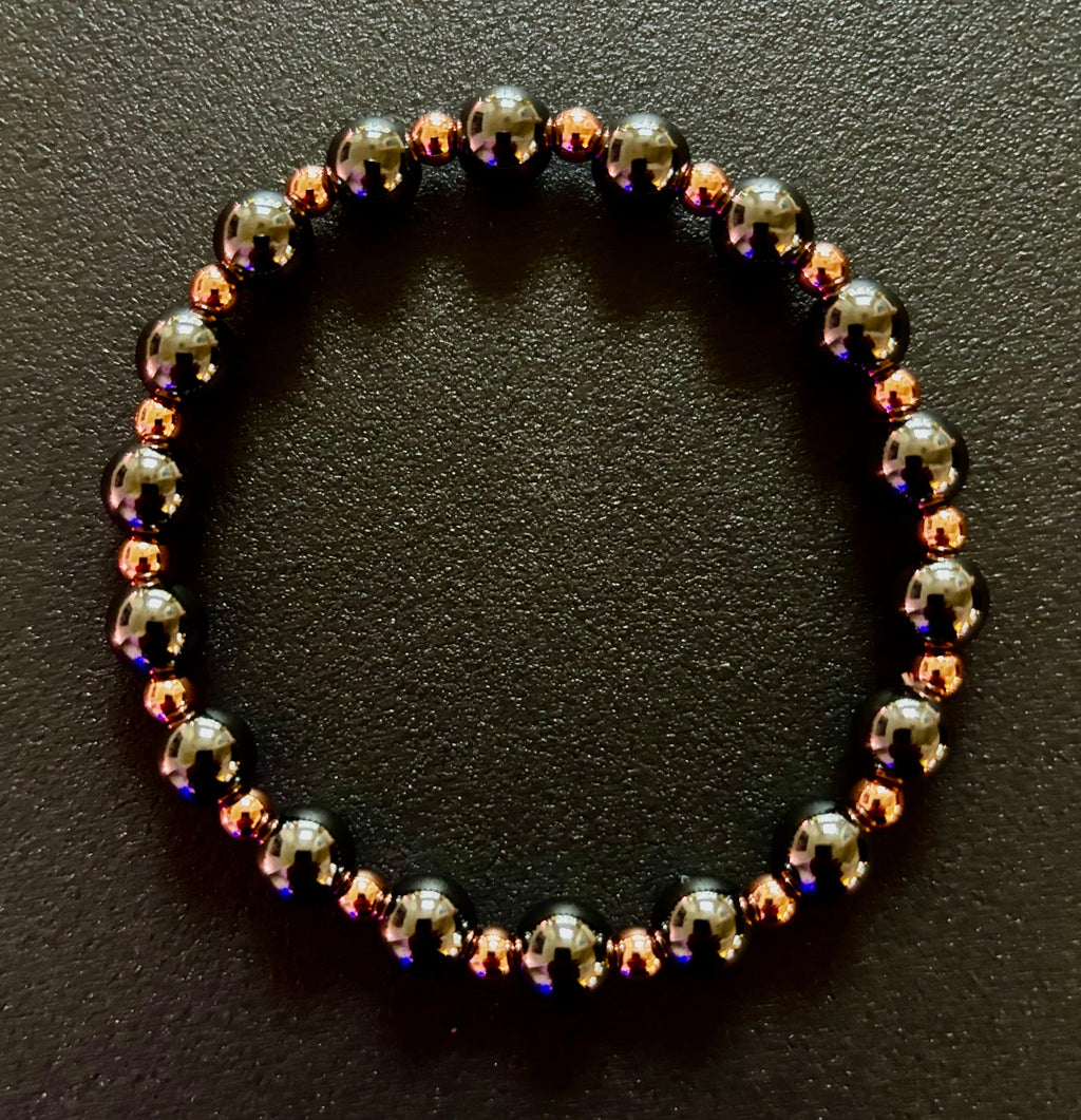 Men’s Copper & Hematite Bracelet – Grounding, Strength & Energy Balance (Large Wrists)