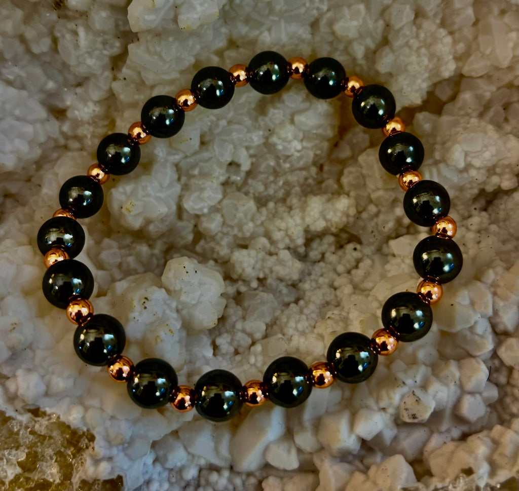 Men’s Copper & Hematite Bracelet – Grounding, Strength & Energy Balance (Large Wrists)