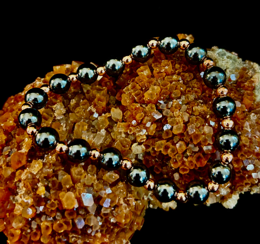 Men’s Copper & Hematite Bracelet – Grounding, Strength & Energy Balance (Large Wrists)