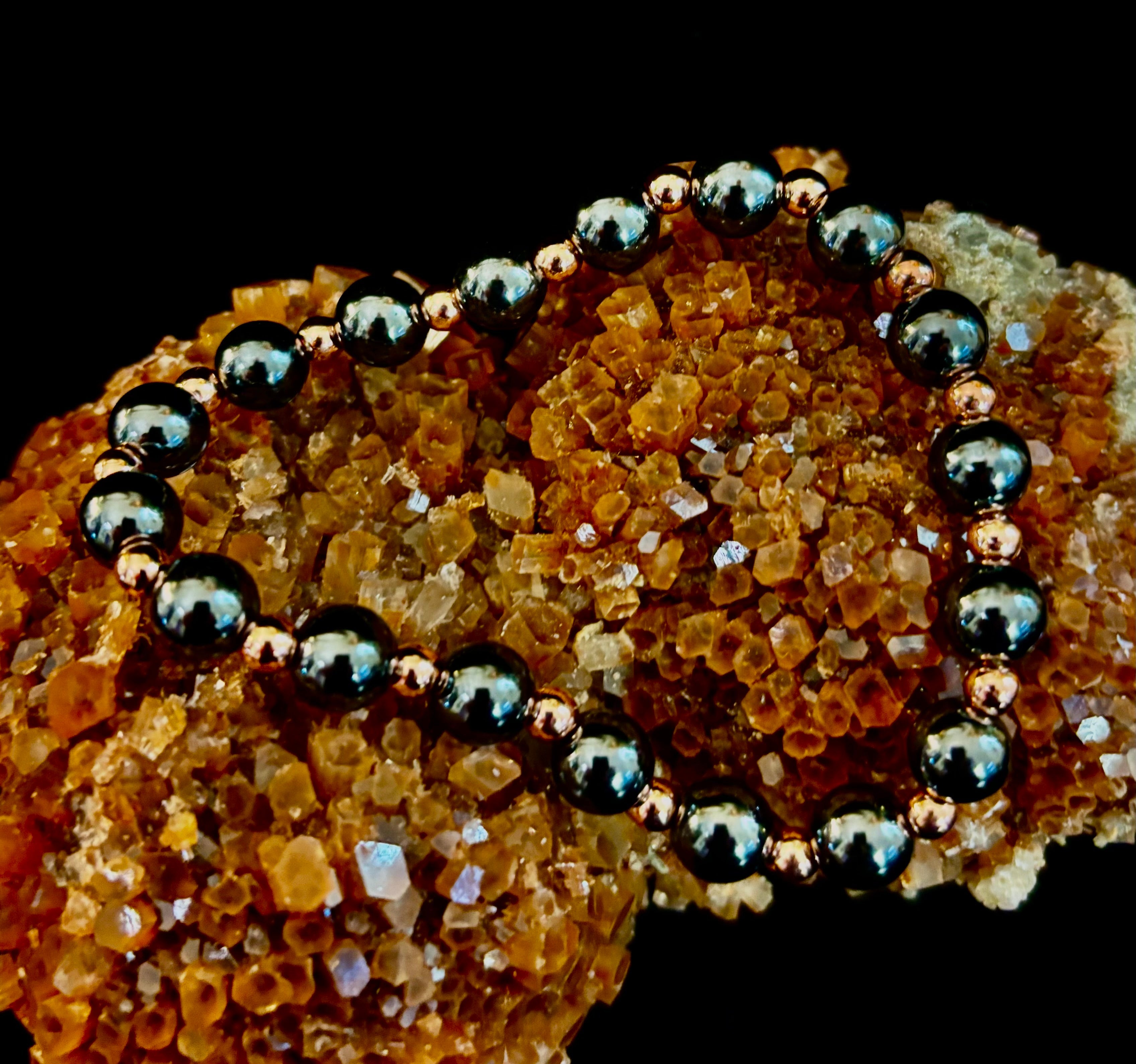 Men’s Copper & Hematite Bracelet – Grounding, Strength & Energy Balance (Large Wrists)