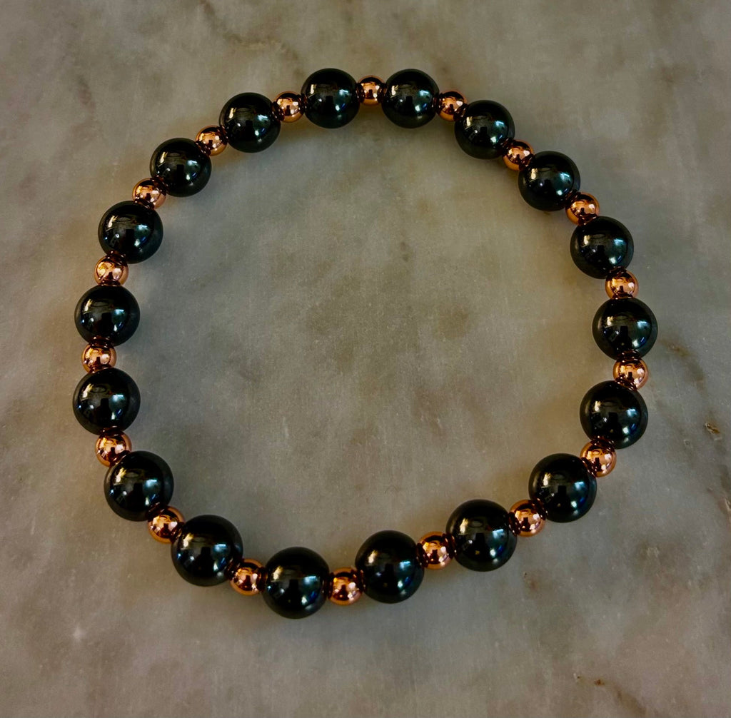 Men’s Copper & Hematite Bracelet – Grounding, Strength & Energy Balance (Large Wrists)