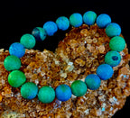 Matte Azurite Energy Bracelet — Genuine 10mm Blue-Green Azurite Stretch Bracelet for Medium to Large Wrists (7.25–8.5")