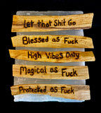 Hand-Engraved Palo Santo Smudge Sticks — Sustainable Peruvian Holy Wood with Positive Affirmations & Energy Cleansing