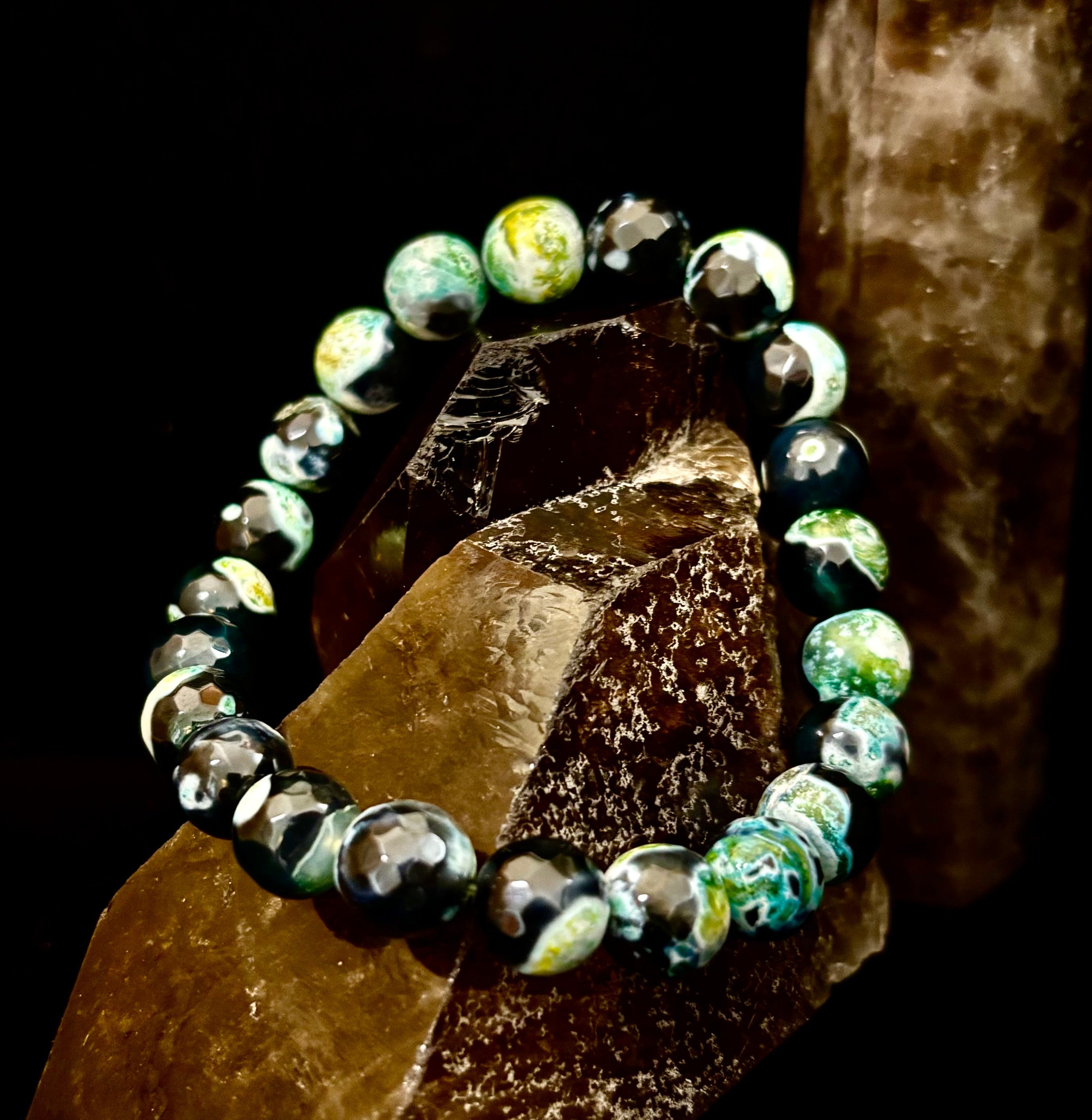 Green Ocean Jasper Energy Bracelet – 10mm Natural Ocean Jasper Bracelet for Grounding & Positive Energy