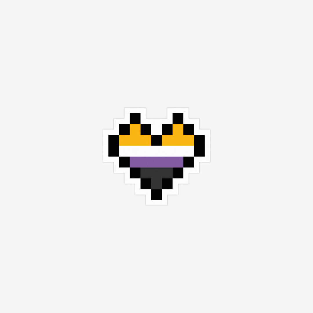 Non-Binary Pixel Heart Sticker