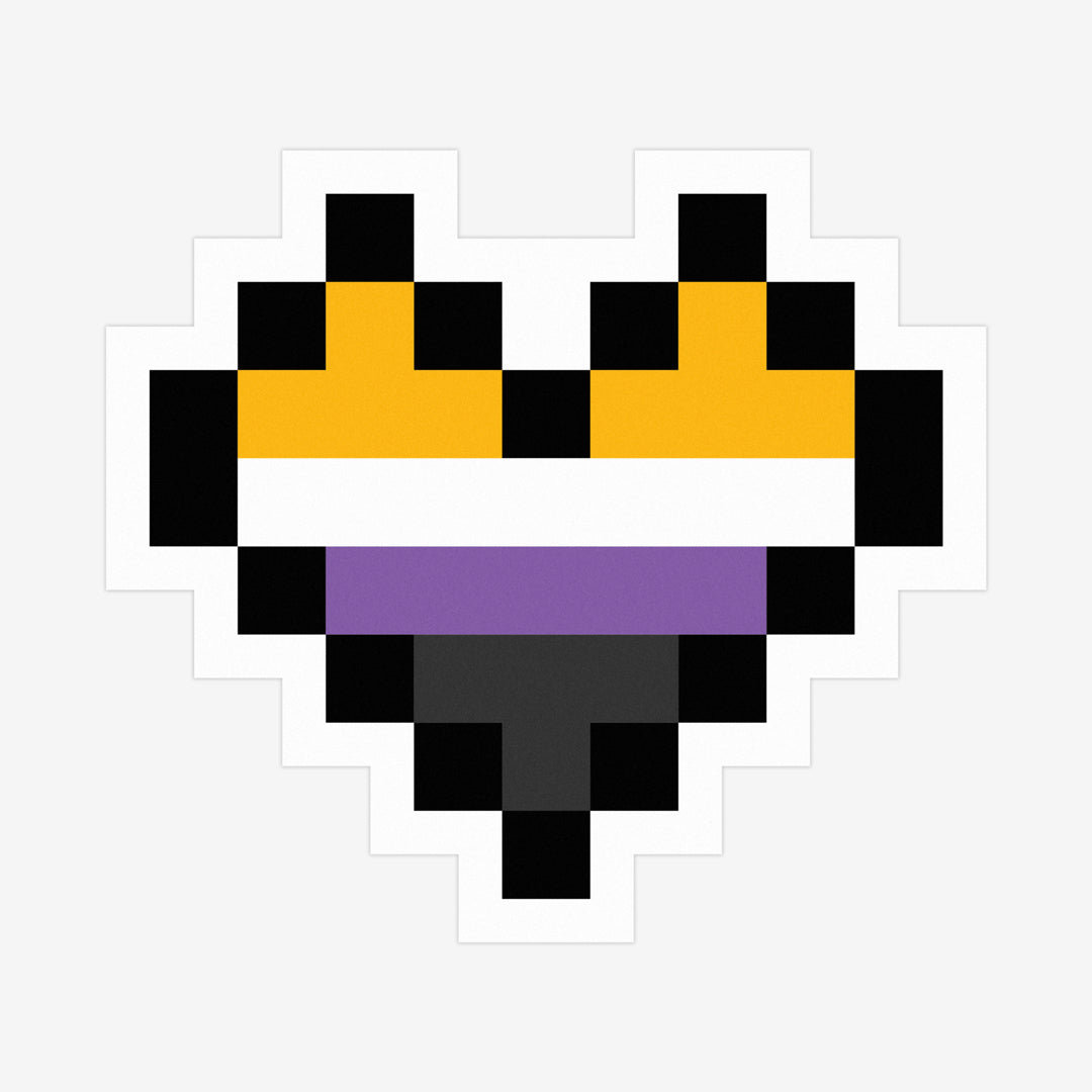 Non-Binary Pixel Heart Sticker