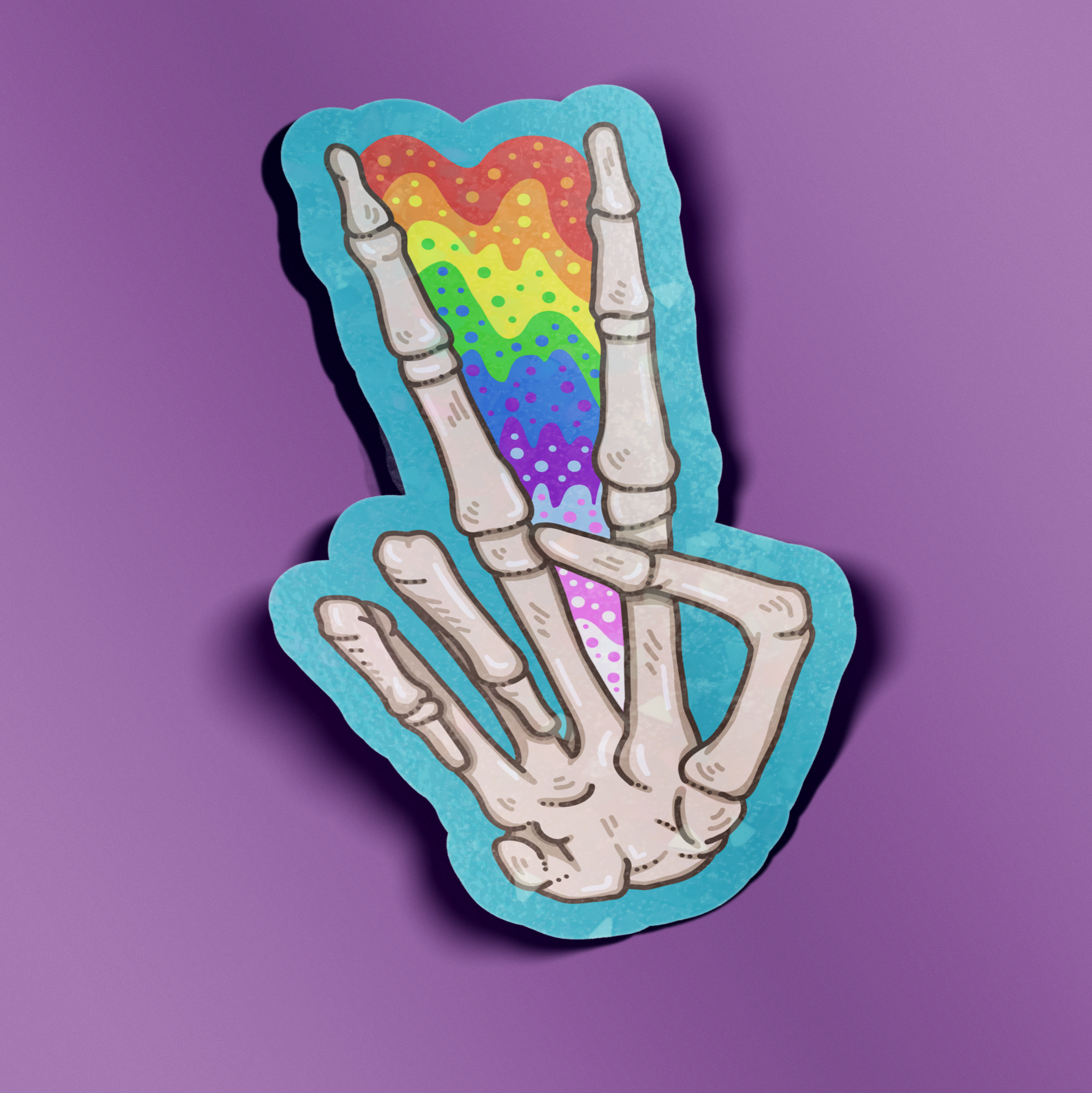 Peace Skeleton Holographic Sticker