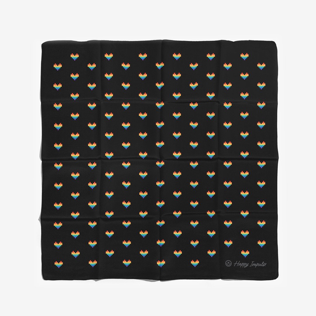 Rainbow Pixel Hearts Bandana
