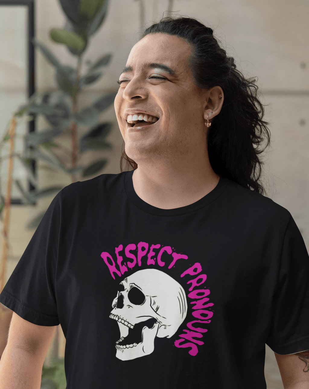 Respect Pronouns Skull Tee