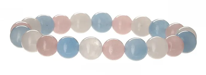 Trans Pride & Awareness Bracelet – Pink, White & Blue Polished Beads