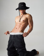Statement Wide Brim Bucket Hat - Black
