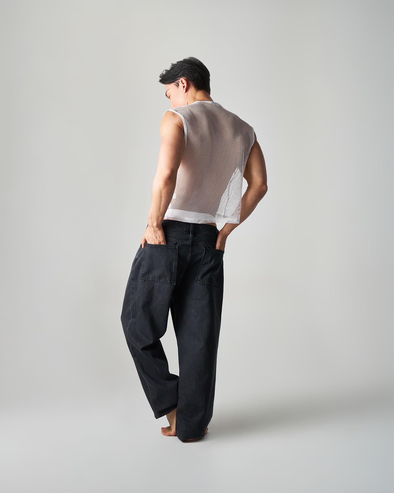 Edge Net Muscle Tank - Chalk