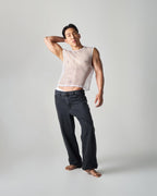 Edge Net Muscle Tank - Chalk