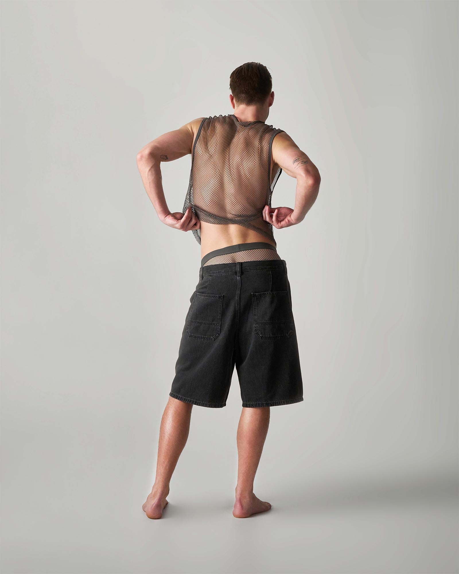 Edge Net Muscle Tank - Gunmetal