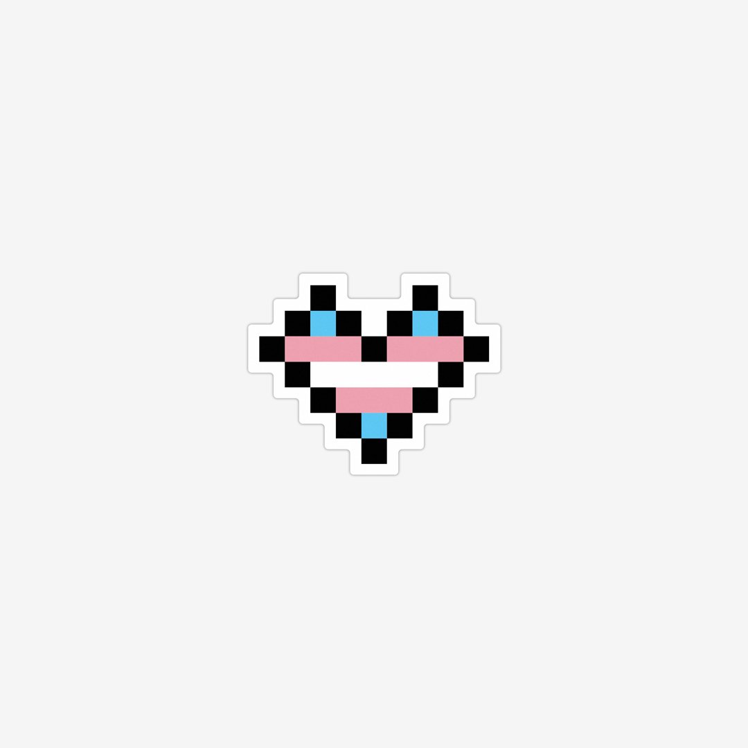 Trans Pixel Heart Sticker