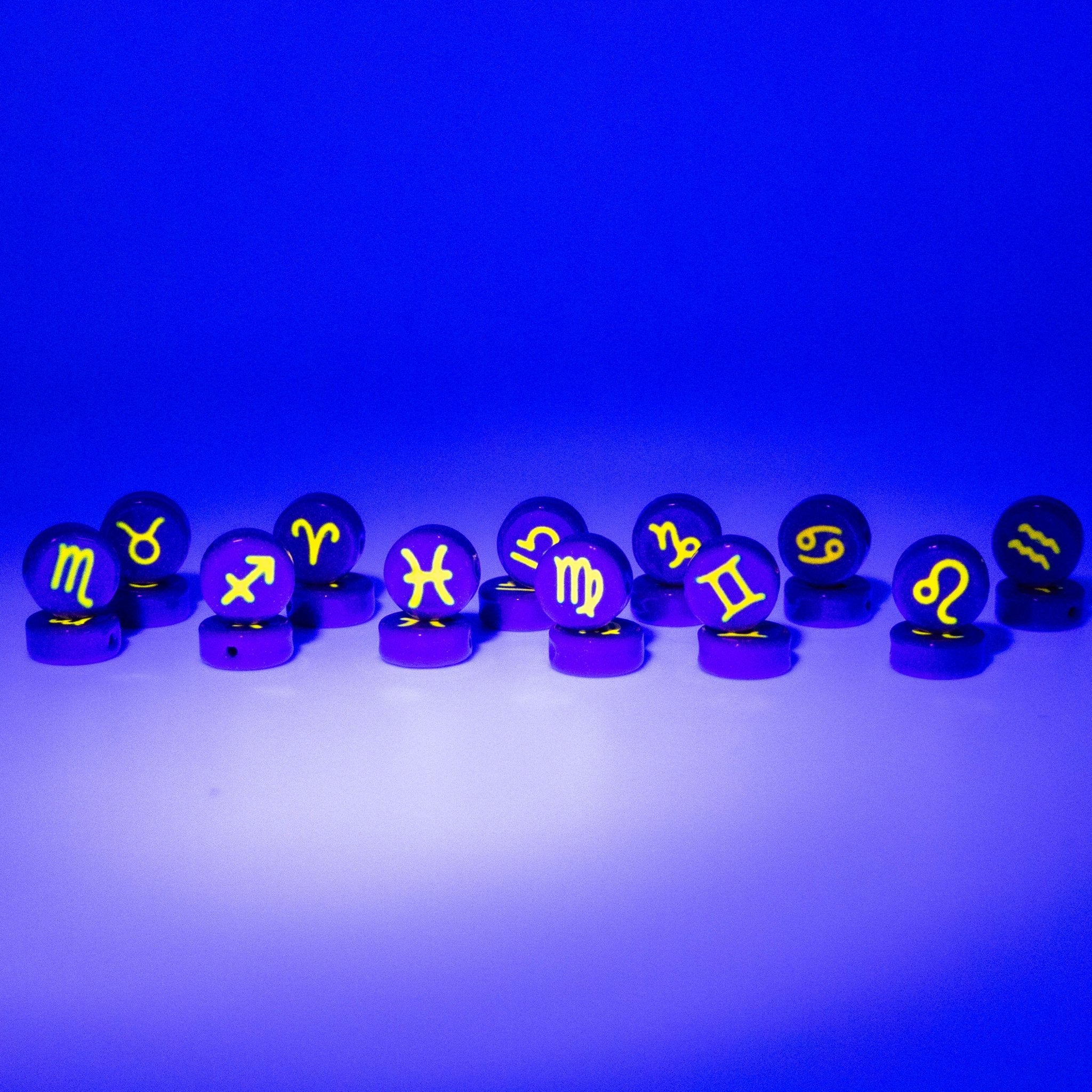 Blacklight Zodiac / Astrology Sign Beads