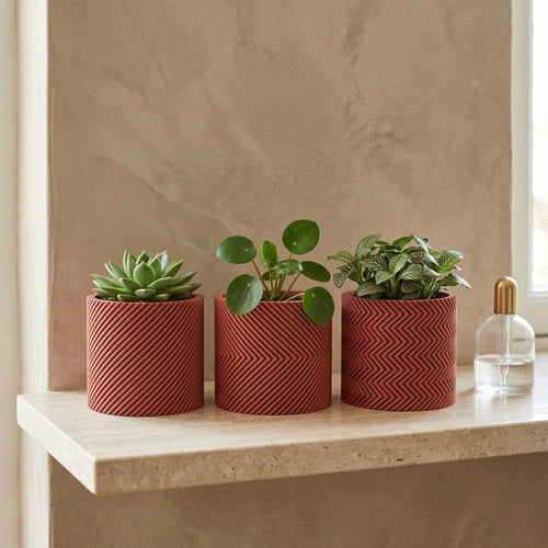 3D Printed Interloc Planter Set with Drip Trays