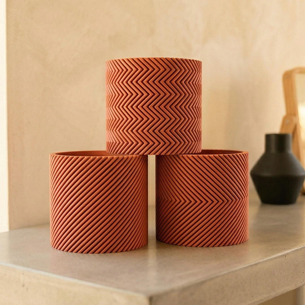 3D Printed Interloc Planter Set with Drip Trays