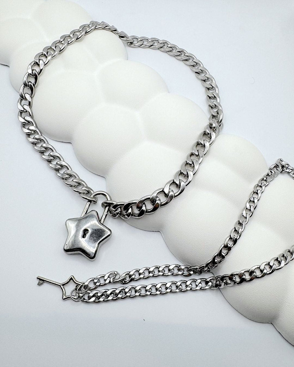 Silver Star Lock & Key Chains